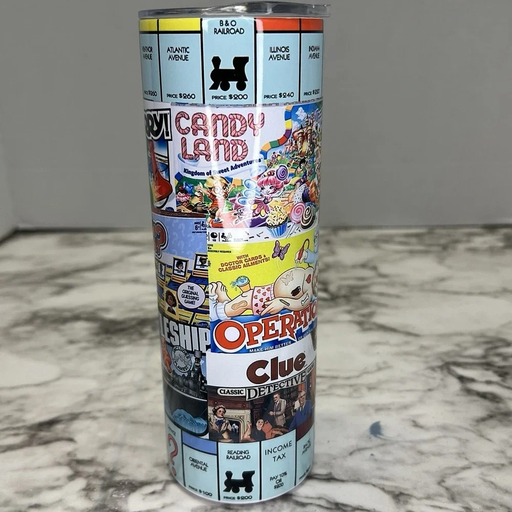Unique Classic Board Games 20-oz Stainless Steel Tumbler, Water Bottle, Fun